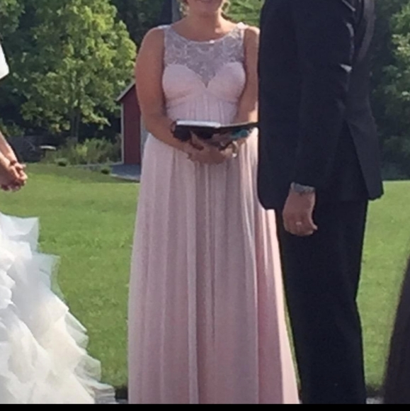 Aqua pink beaded chiffon gown size 10 - Picture 7 of 7